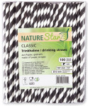 NATURE Star Paille en papier, 197 mm, rayé noir/blanc