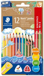 STAEDTLER Crayon de couleur triangulaire Noris jumbo, 10 + 2