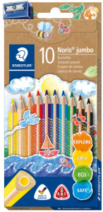 STAEDTLER Crayon de couleur triangulaire Noris jumbo, 10 + 2