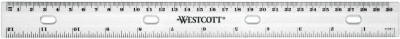 WESTCOTT Flachlineal mit Abheftlochung, 300 mm, Kunststoff