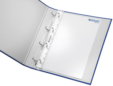 WESTCOTT Flachlineal mit Abheftlochung, 300 mm, Kunststoff