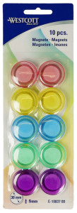 WESTCOTT Haftmagnet, Durchmesser: 30 mm, 10er Set