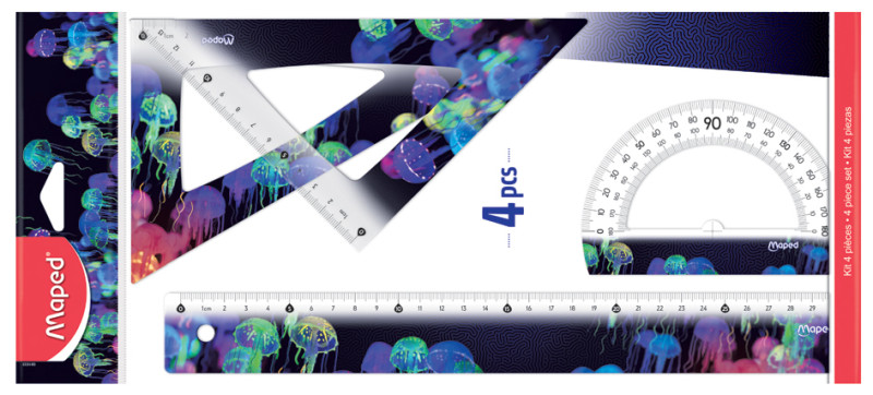 Maped Kit de géometrie DEEPSEA PARADISE, 4 pièces