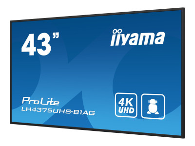 Iiyama : 43IN IPS PANEL 4K UHD 3840X2160 8MS 24/7 500CD/M2 1200:1 3XHDMI