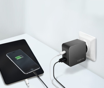 LogiLink Chargeur secteur USB, 1 USB-A, 1 USB-C, 45 watts