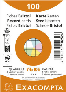 EXACOMPTA Fiches bristol, A7, ligné, assorti