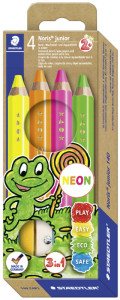 STAEDTLER Hexagonal-Buntstift Noris junior NEON, 4er Etui