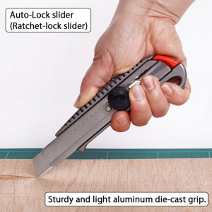NT Cutter L-550GP, boîtier en aluminium, 18 mm, anthracite