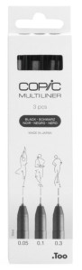 COPIC Feutre fin MULTILINER, noir, set de 3