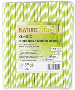 NATURE Star Paille en papier, 197 mm, rayé rouge/blanc