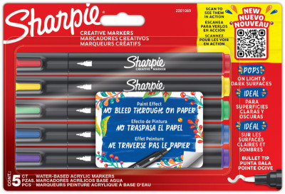 Sharpie Bullet Marqueur créatif, pointe ogive, blister de 5