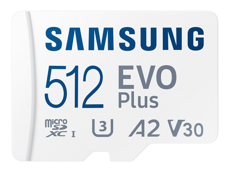 Samsung : EVO PLUS MICROSDXC UHS-I card avec ADAPTER 512GB 160MB/S U1 V1