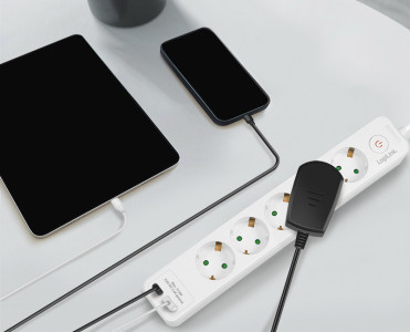 LogiLink Steckdosenleiste, 5-fach, 2x USB, mit Schalter