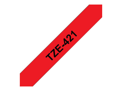 Brother : TZE-421 LAMINATED tape 9MM 8M NOIR/ROUGE