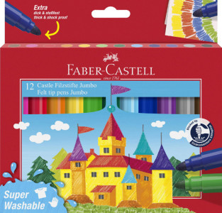 FABER-CASTELL Feutre JUMBO Superwashable, étui de 12