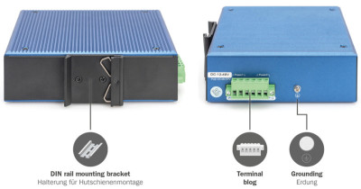 DIGITUS Industrial Gigabit Ethernet Switch, L2 managed, 16+2