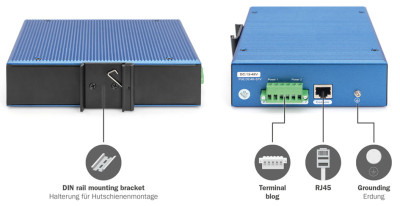 DIGITUS Industrial Gigabit Ethernet PoE Switch, L3 managed