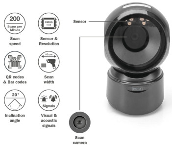 DIGITUS 1D/2D Desktop USB-Barcode Scanner, schwarz