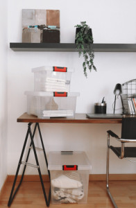 EDA Boîte de rangement CLiPSTOCK, 75 litres, avec roulettes