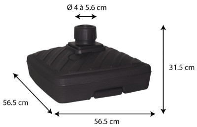 EDA Pied de parasol, plastique, carré, (L)565 mm, blanc