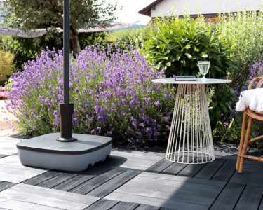 EDA Pied de parasol, plastique, carré 49,5 x 49,5