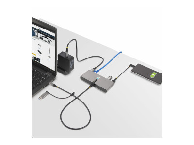 Startech : HUB USB-C A 2 PORTS avec ETHERNET et RS-232 PD 2X USB-A