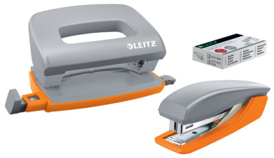 LEITZ Mini Heftgerät- & Locher-Set Urban Chic, blau