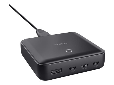 Trust : CHARGEUR de BUREAU UNIVERSEL MAXO USB-C 100W 4 PORTS NOIRE