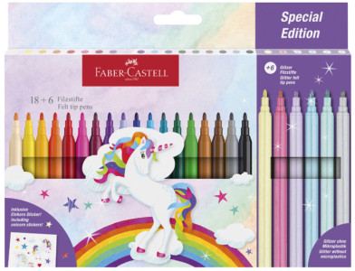 FABER-CASTELL Feutre licorne, étui carton 18+6