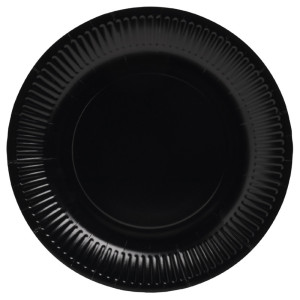 PROnappe Assiette en carton, rond, 230 mm, noir
