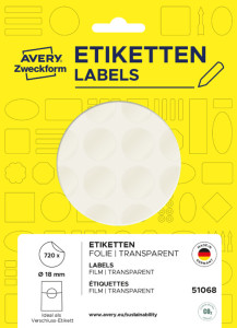 AVERY Zweckform Étiquette de fermeture, 18 mm, transparent