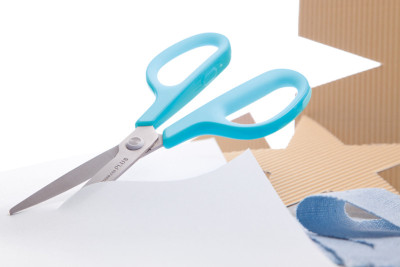 PLUS JAPAN Ciseaux universels FITCUT CURVE, 175 mm, bleu
