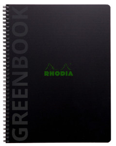 RHODIA Cahier à spirale GREENBOOK, A4+, quadrillé, noir