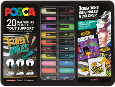 POSCA Marqueur à pigment STREET VIBES, mallette métal de 20