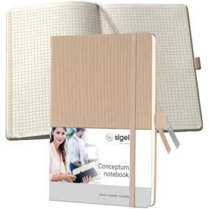 Carnet Sigel Conceptum, A5, quadrillé, noir