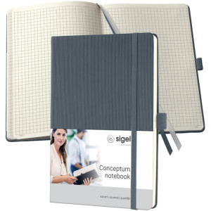 Carnet Sigel Conceptum, A5, quadrillé, noir