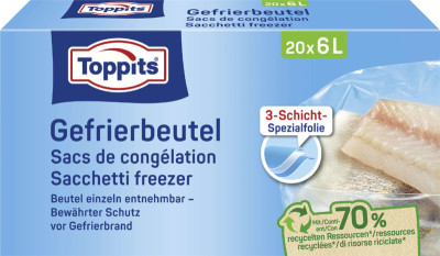 TOPPITS Sachet de congélation, 20 x 6 litres, 290 x 410 mm