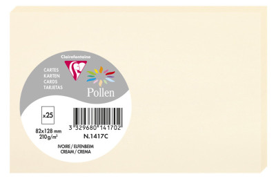 Pollen by Clairefontaine Carte 82 x 128 mm, blanc naturel