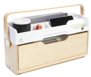 ALBA Module de rangement portable ERGOBOX, hêtre/blanc