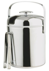 APS Seau à glaçons, en acier inoxydable, 1,3 litre, noir