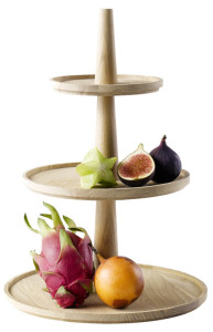 APS Étagère VALO, 2 étages, rond, hauteur: 420 mm, chêne