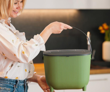 EDA Poubelle à compost avec filtre, vert/anthracite