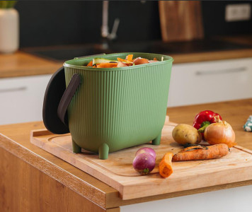 EDA Poubelle à compost avec filtre, noir/anthracite