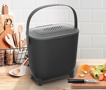 EDA Poubelle à compost avec filtre, noir/anthracite