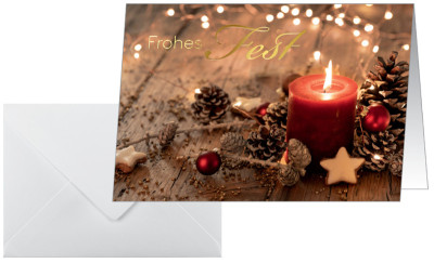 Carte de Noël Sigel « Bougie de Noël rouge », format A6 paysage (A5)