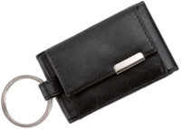 Mini portefeuille Alassio avec emblème métallique, cuir nappa, noir