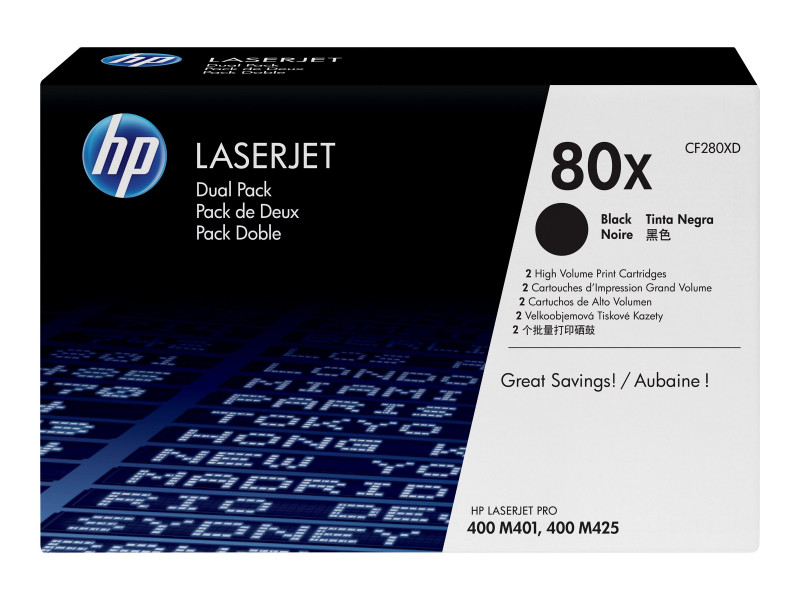 HP : cartouche toner 80X Noir DUAL pack