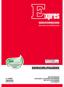 Expres Doorschrijfkasboek met btw kolommen, 2 x 50 vel