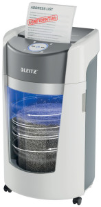 Destructeur de documents LEITZ IQ OptiMax Office P5, blanc/gris