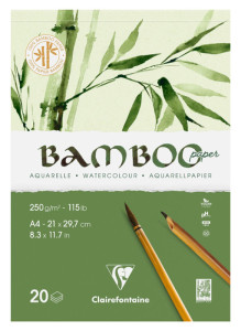 Clairefontaine Bloc de papier aquarelle BAMBOO, 250 g/m2, A4